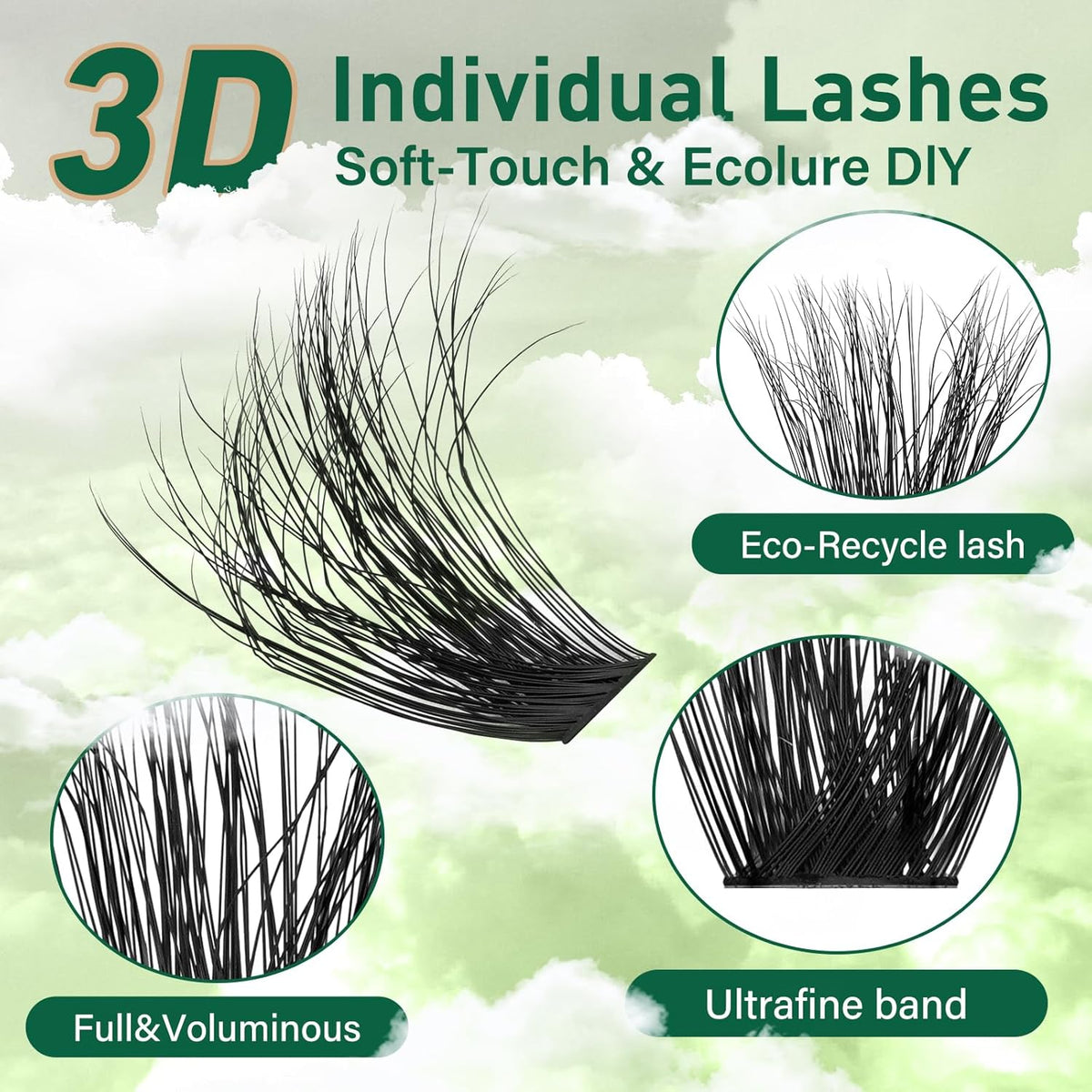 Clusters 3D Effect Eyelash Clusters 280pcs 100D D Curl 9-18MIX Individual Lashes Wispy Lashes