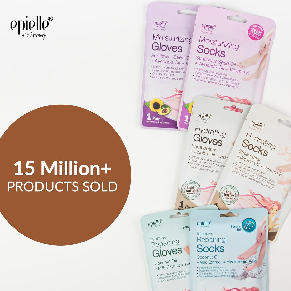 Epielle Hydrating & Moisturizing Hand & Foot Masks 12 Pairs, Relieve and Soften Dry Hands & Cracked