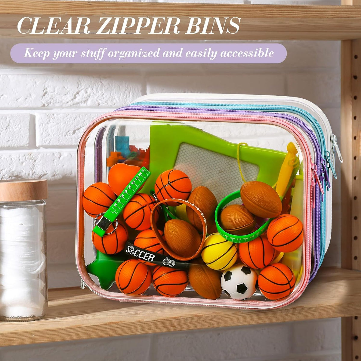 Hoolerry 4 Pcs Hard Clear Zipper Case Makeup Bags Plastic Pencil Pouch Transparent Storage Box