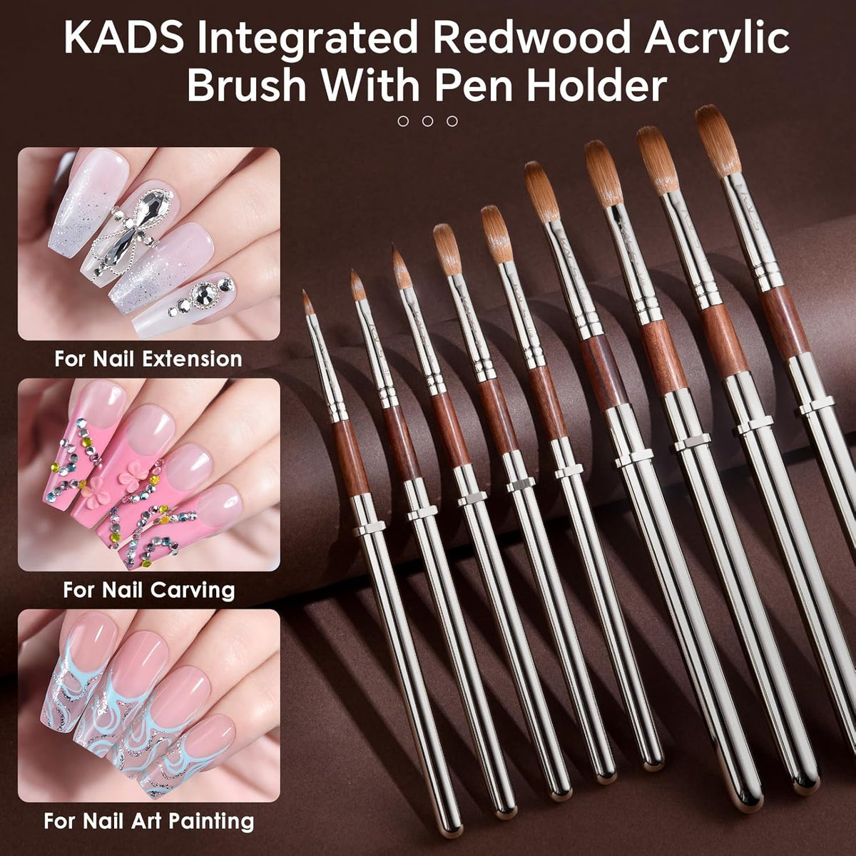 KADS Acrylic Nail Brush with Penholder Nail Brush for Acrylic Application-Oval Shaped Powder Nail