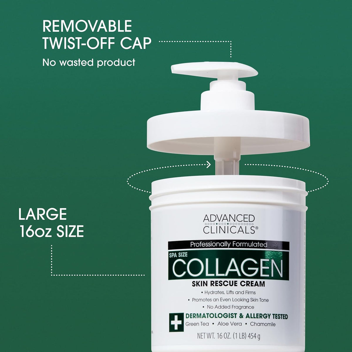 Advanced Clinicals Collagen Cream W/Hyaluronic Acid Face Moisturizer + Collagen Body Cream 2pc