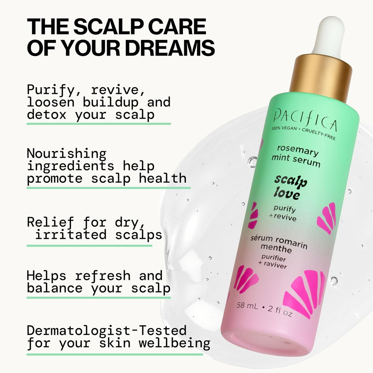 Pacifica Serum and Scalp Scrub Set – Rosemary Mint Scalp Love with Witch Hazel for Detox and Dry