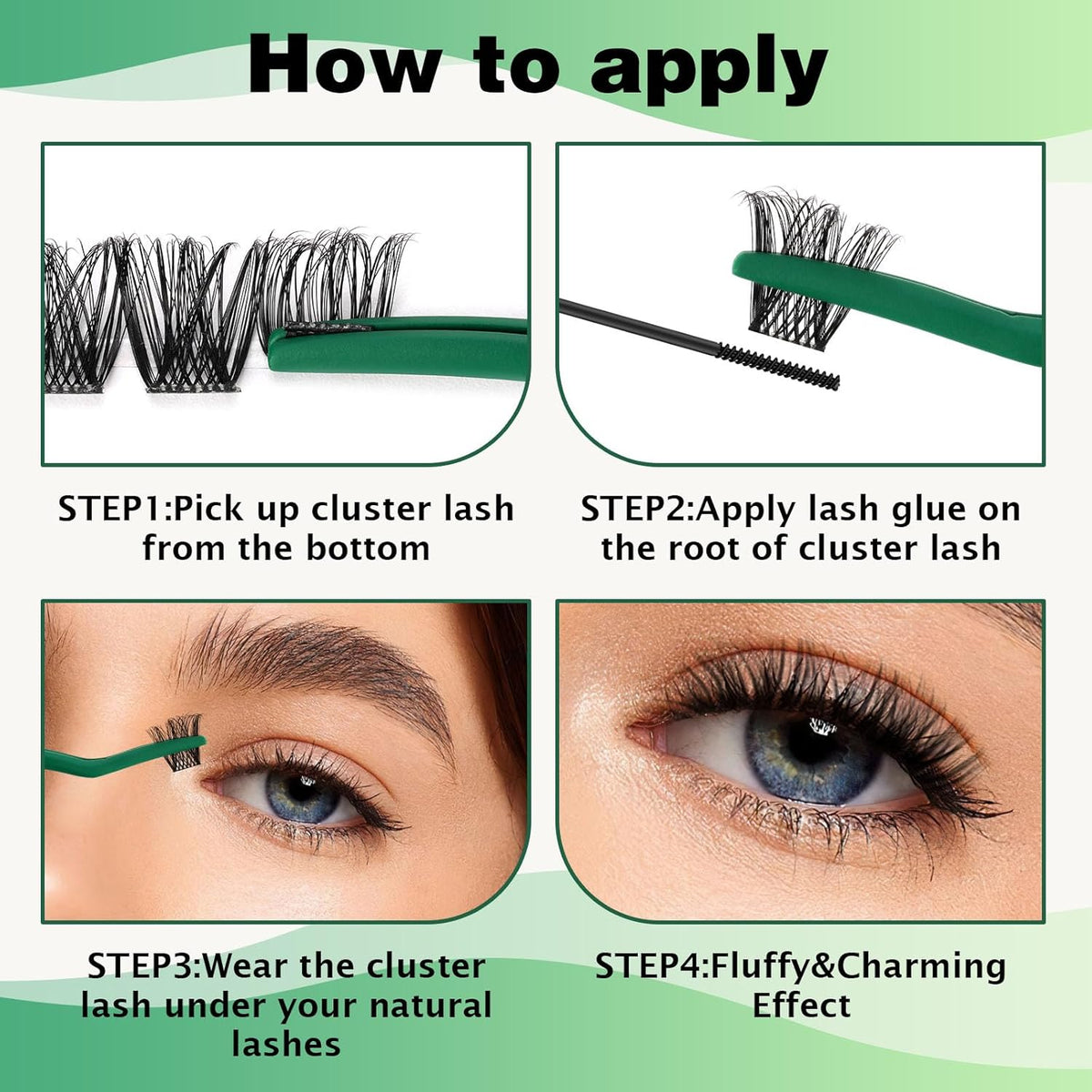 Lash Clusters 96pcs Individual Lashes Y02 D Curl 8-12MIX Cluster Lashes KEYYOU Volume Wispy Lash