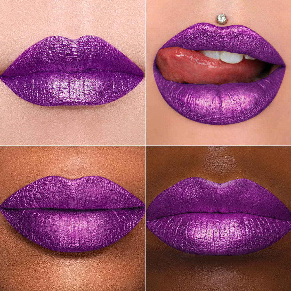 MAKI YIKA Purple Lipstick for Women Metallic Lipsticks Glitter Long Lasting Lipstick No Smudge No