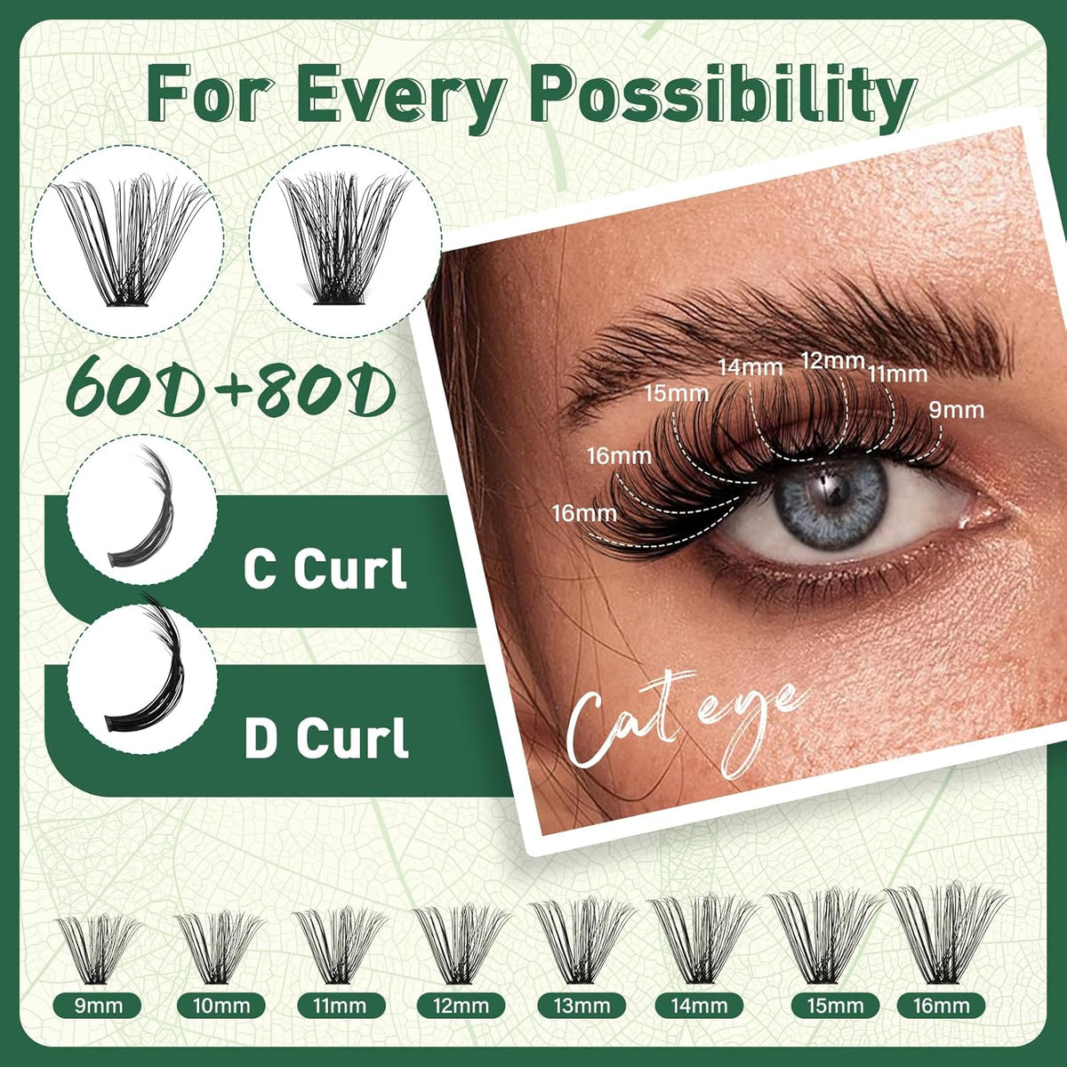 Lash Clusters 280Pcs Eyelash Clusters KEYYOU 60D+80D D Curl 9-16MIX Clusters Lashes Super Soft