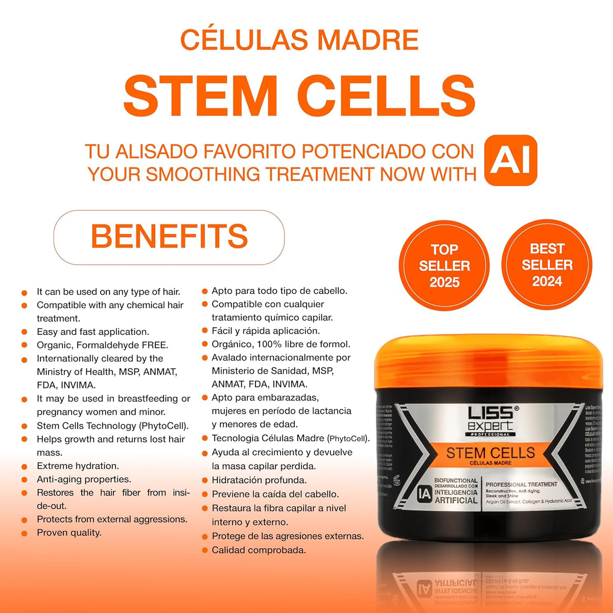 Liss Expert Stem Cells Smoothing Treatment 8.45 oz (ONE shoulder length app) and Magic AI Mask