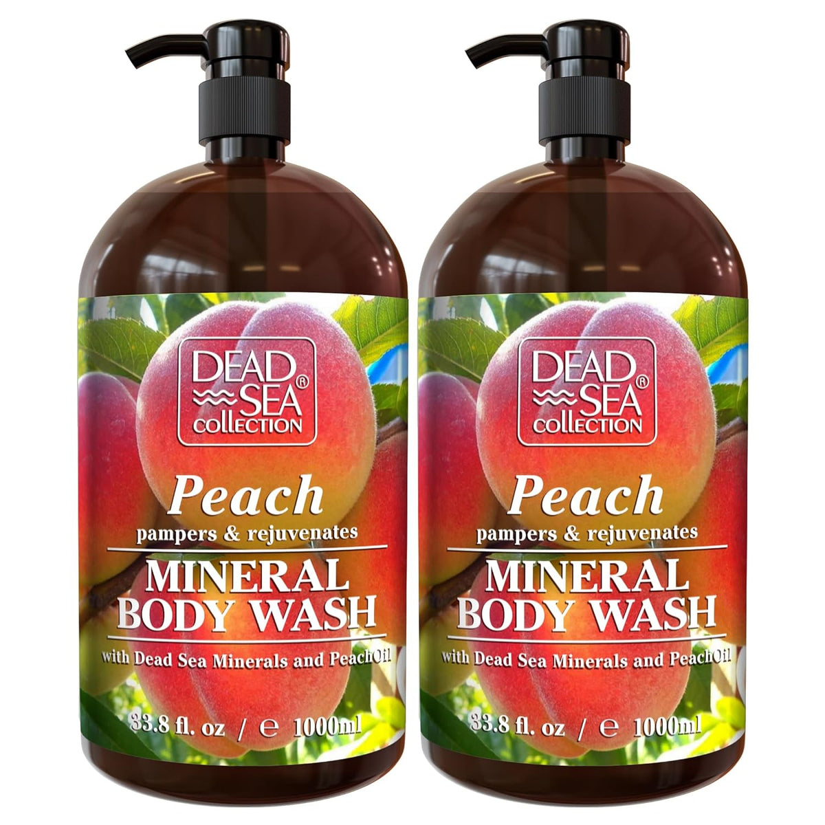 Dead Sea Collection Peach Body Wash for Women and Men - with Pure Dead Sea Minerals and Peach