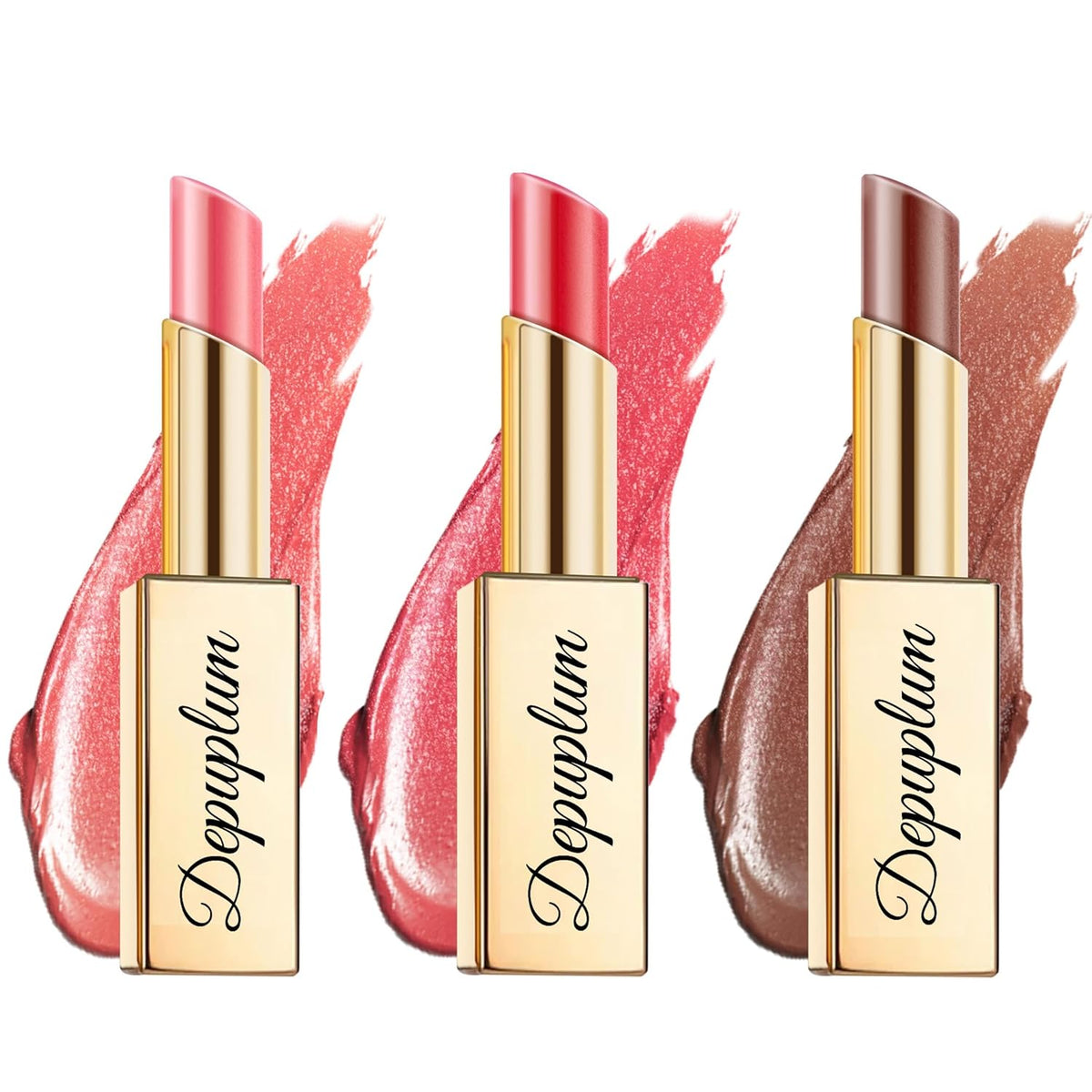 Pink Red Brown Lipstick Set for Women Shimmer Tinted Lip Balm Hydrating Moisturizing Lipstick