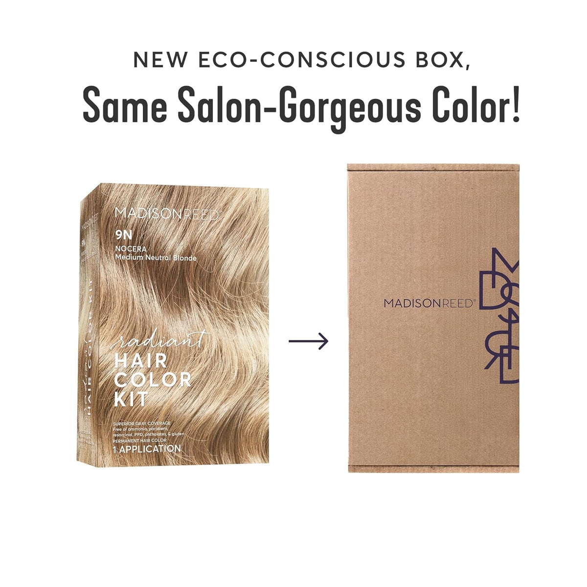 Madison Reed Radiant Hair Color Kit | 9N Medium Neutral Blonde (Nocera Blonde) for 100% Gray Hair