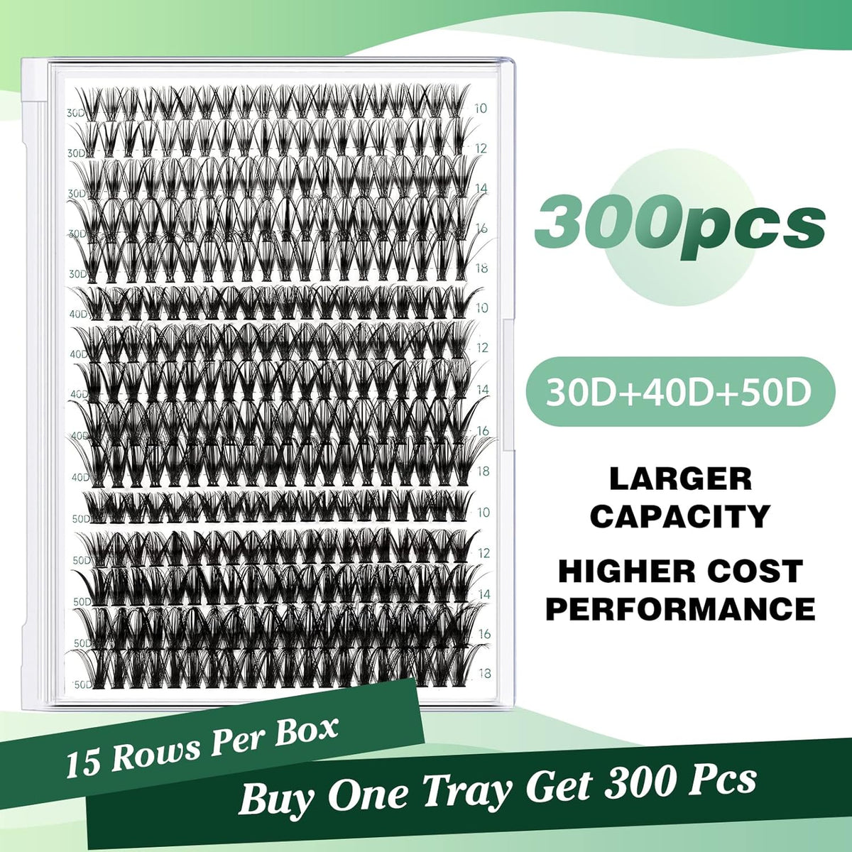 Lash Clusters 300pcs Individual Lashes 30D+40D+50D 0.07C Curl 10-18MIX DIY Eyelash Extension KEYYOU