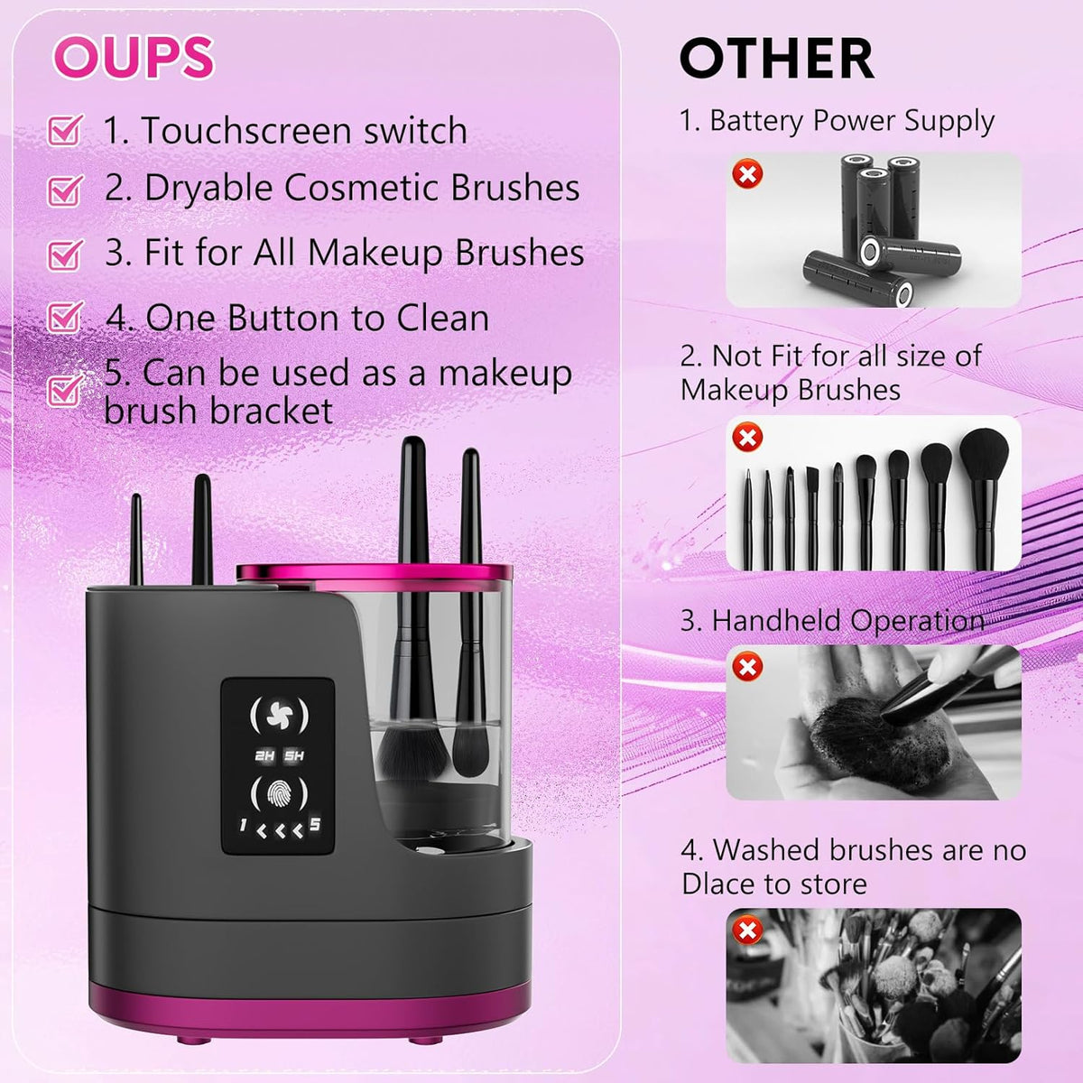 3 IN 1 Electric Makeup Brush Cleaner,Automatic Makeup Brush Cleaner with Makeup Brush