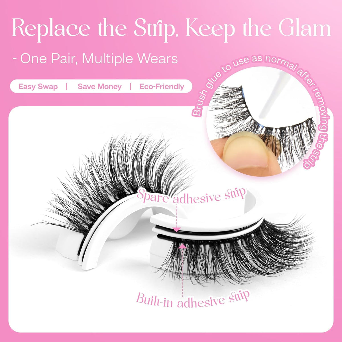 CALAILIS Self Adhesive Eyelashes 5 Pairs Natural Look Press On Lashes No Glue Need Eyelashes