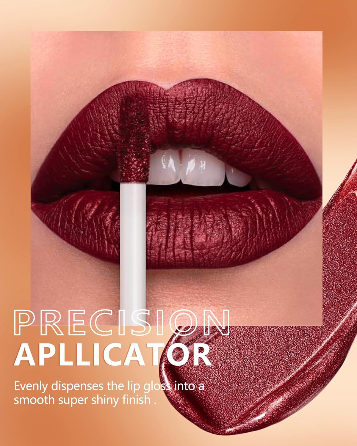 MAKI YIKA Dark Red Lipstick for Women Metallic Lipsticks Glitter Long Lasting Lipstick No Smudge No