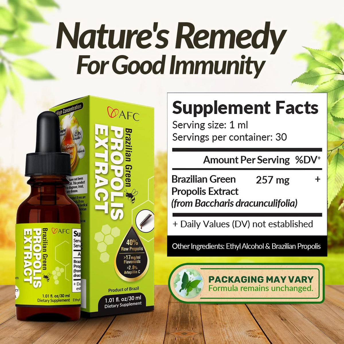 AFC Japan Brazilian Green Propolis Extract | Highest Artepilin C & Flavonoids for Antioxidant &
