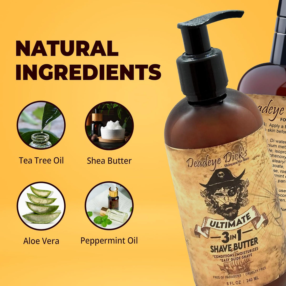 DeadeyeDick's 3-in-1 Shave Butter | Natural Shave Cream for Face, Head & Body | Gentle