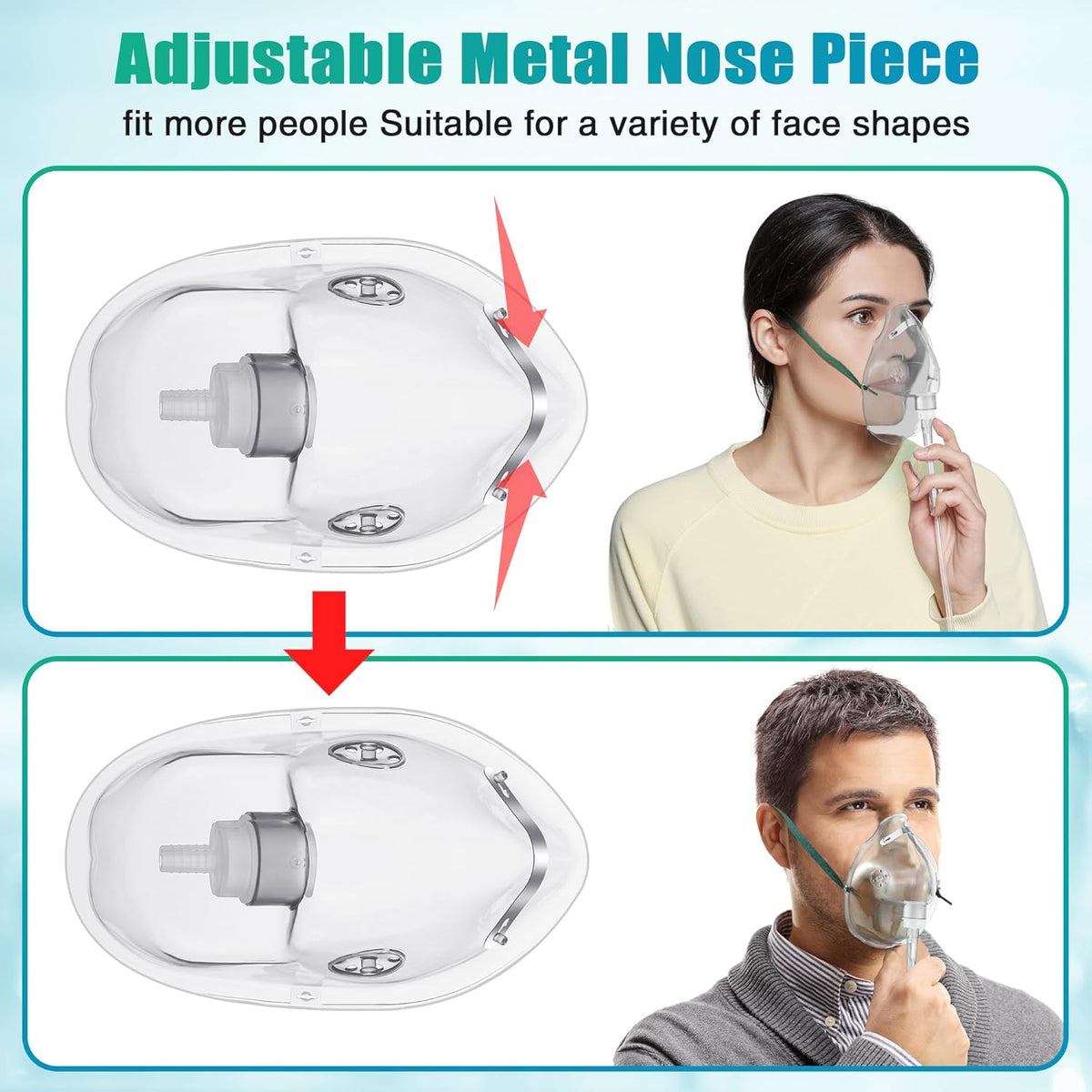Geiserailie 2 PCS XL Oxygen Mask with 6.6 Ft Tubing and Adjustable Elastic Strap, Adult Oxygen Mask