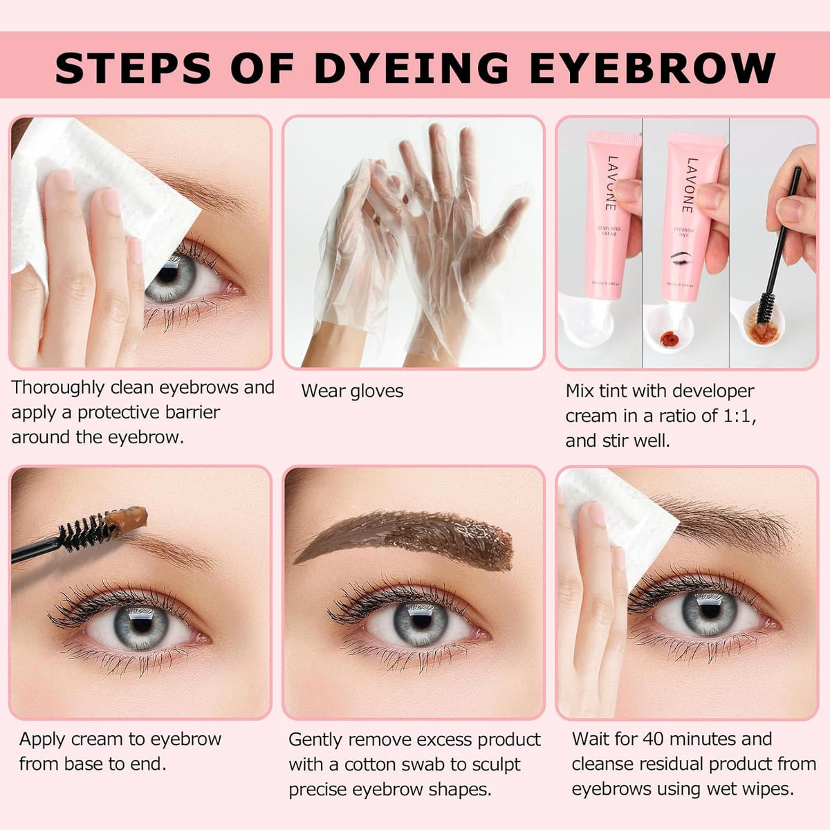 Eyebrow Color Kit with Brow Color & Eyebrow Pencil, 2-in-1 Natural Effects Eyebrow Makeup Set, Easy
