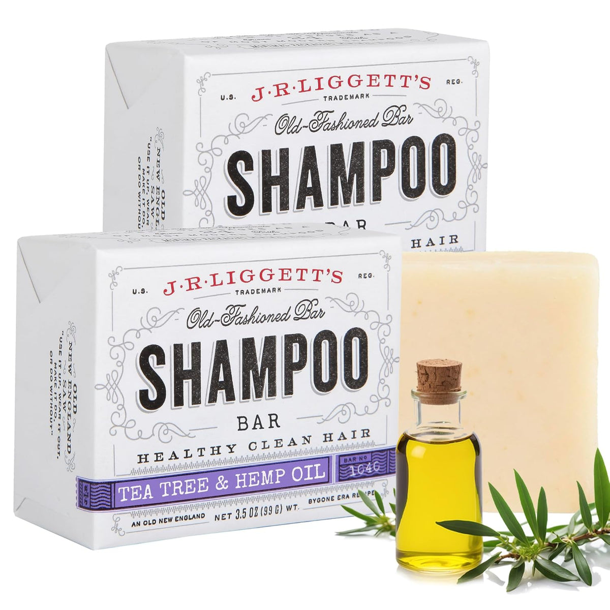 J·R·LIGGETT'S Shampoo Bar - Tea Tree Formula, All Natural Solid Shampoo Bar for Hair with Coconut