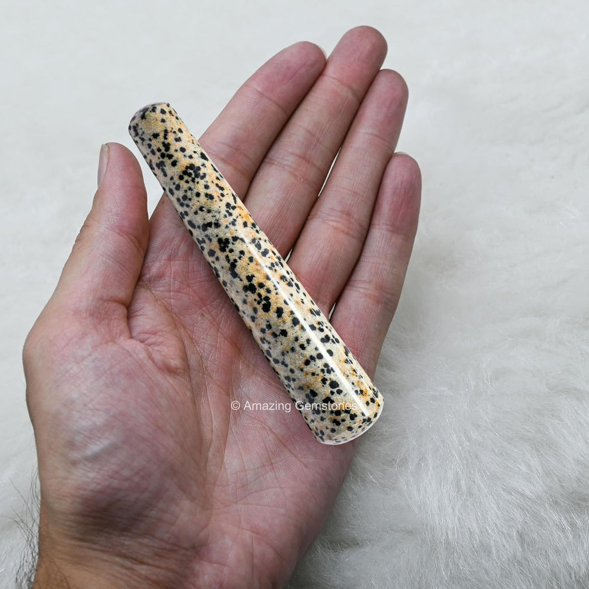 Amazing Gemstone Dalmatian Jasper Crystal Wand Massage Stick - Pelvic Wand Gua Sha for Adults