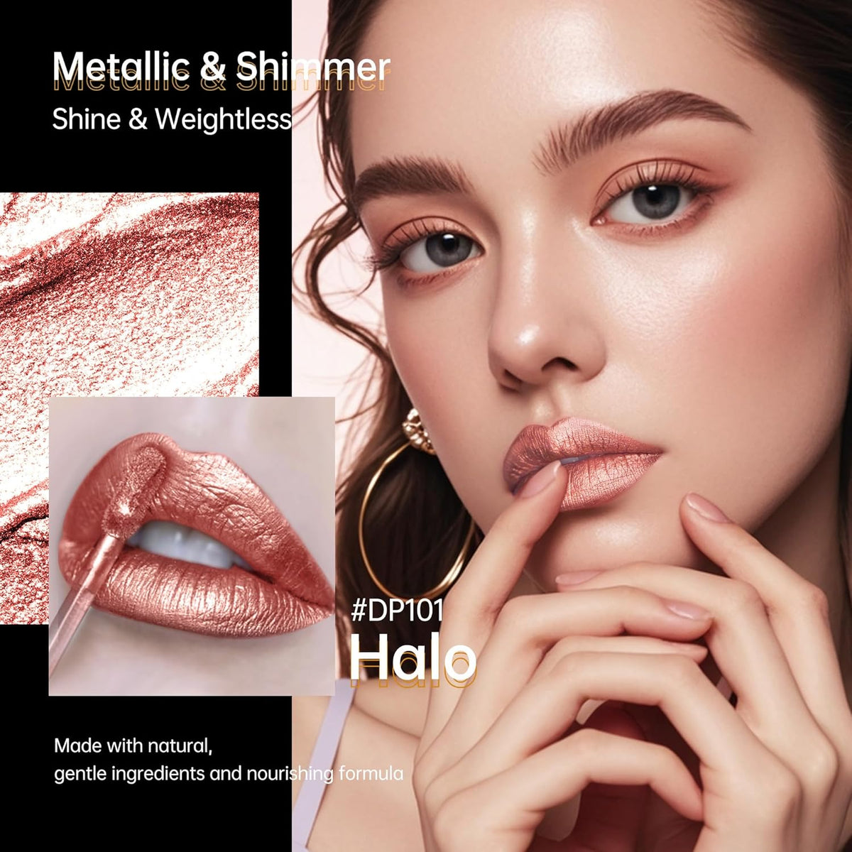 3Pc Lipsticks Set for Women Metallic Lipstick Long Lasting Dark Red Pink Burgundy Lip Gloss, Metal