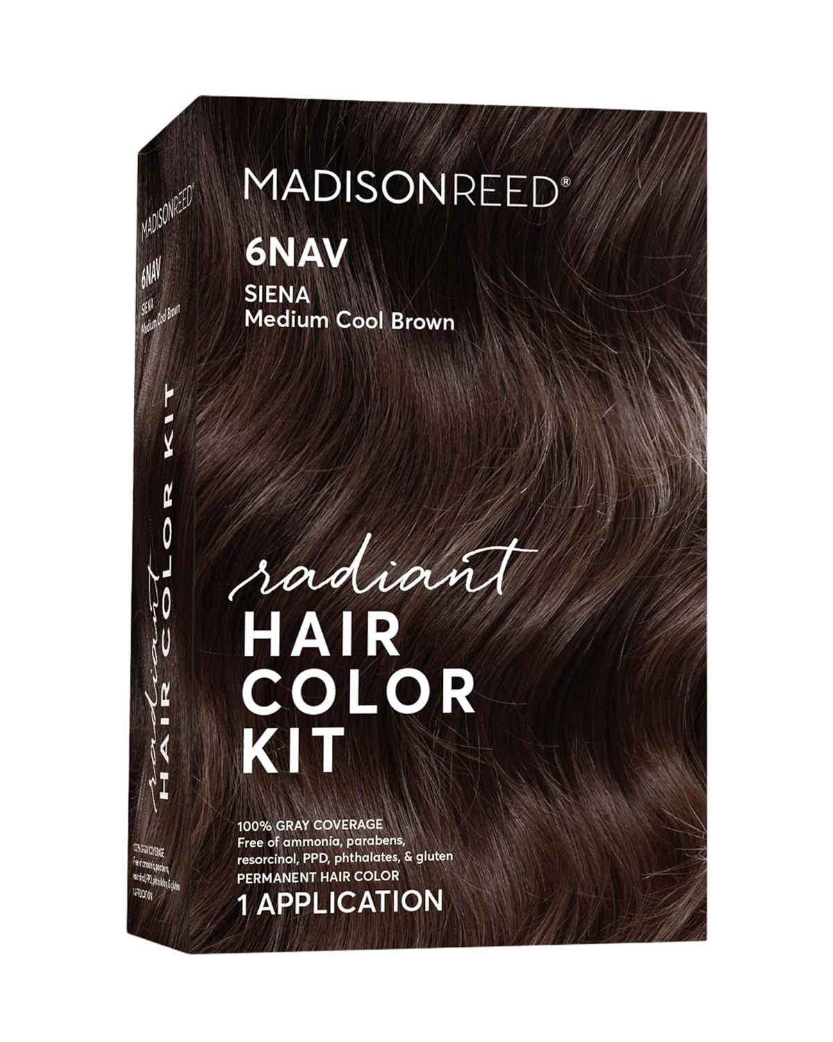 Madison Reed Radiant Hair Color Kit | 6NAV Medium Cool Brown (Siena Brown) for 100% Gray Hair