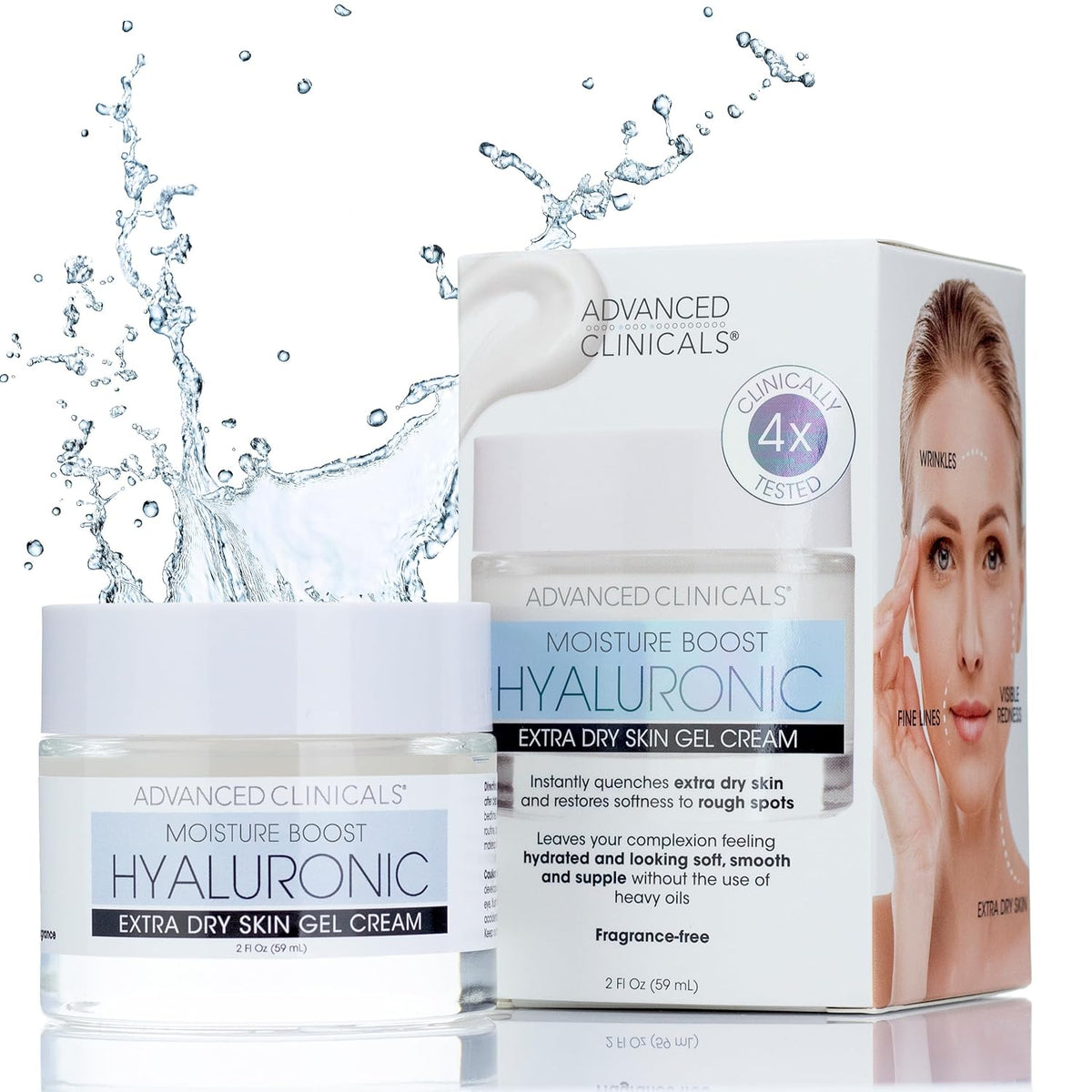 Advanced Clinicals Hyaluronic Acid Moisturizer Gel Face Cream W/Vitamin E + B5 | Hydrating &