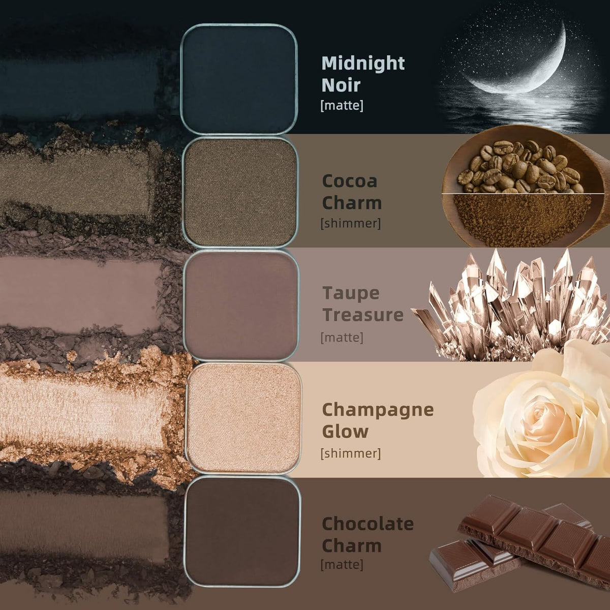 Magnetic Single Matte Eyeshadow with Metal Pan, Eyeliner Powder for Cat Eye Smoky Makeup, Eyeshadow