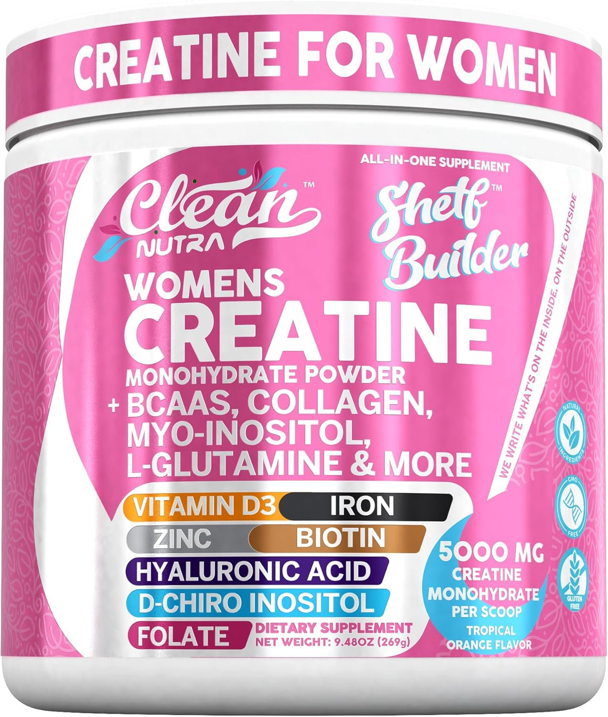 Creatine for Women | Creatine Monohydrate + BCAA Powder Myo-Inositol Collagen Biotin Hyaluronic