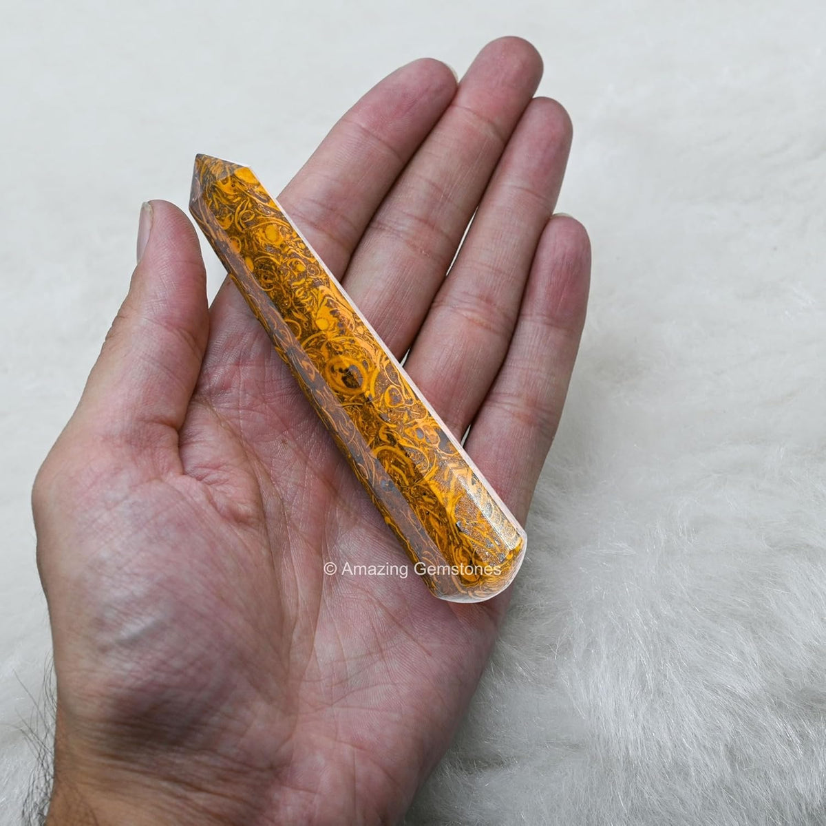 Amazing Gemstone Mariyam Jasper Crystal Wand Massage Stick - Pelvic Wand Gua Sha for Adults