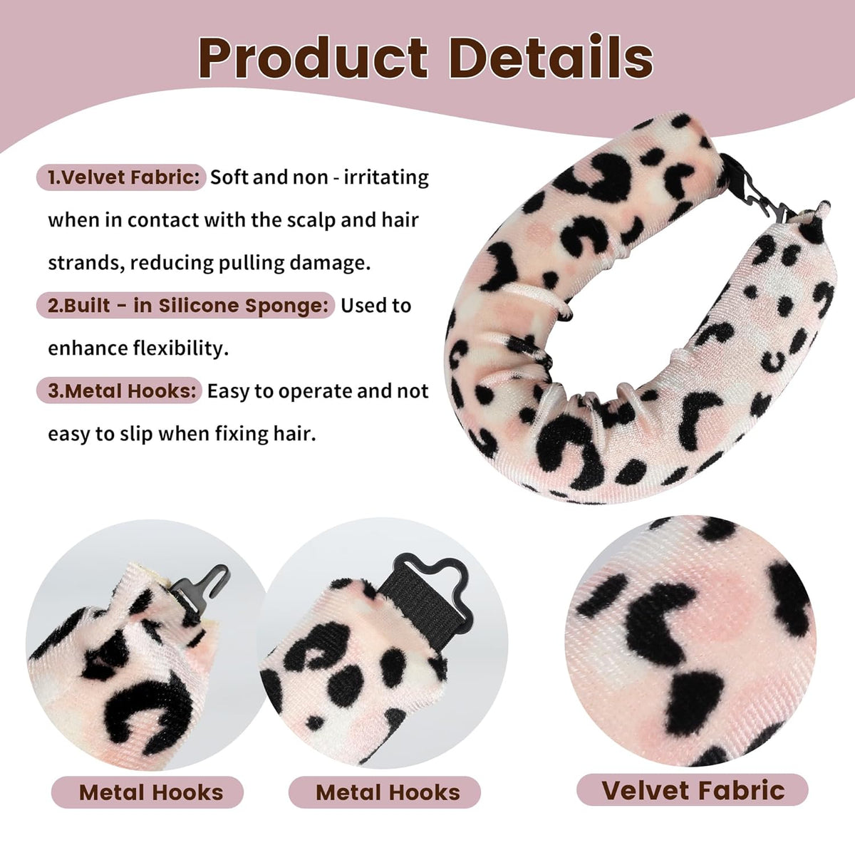 Heatless Curls Overnight Hair Curler - 3 Pcs Curling Rod to Sleep In, Velvet Hair Rollers with