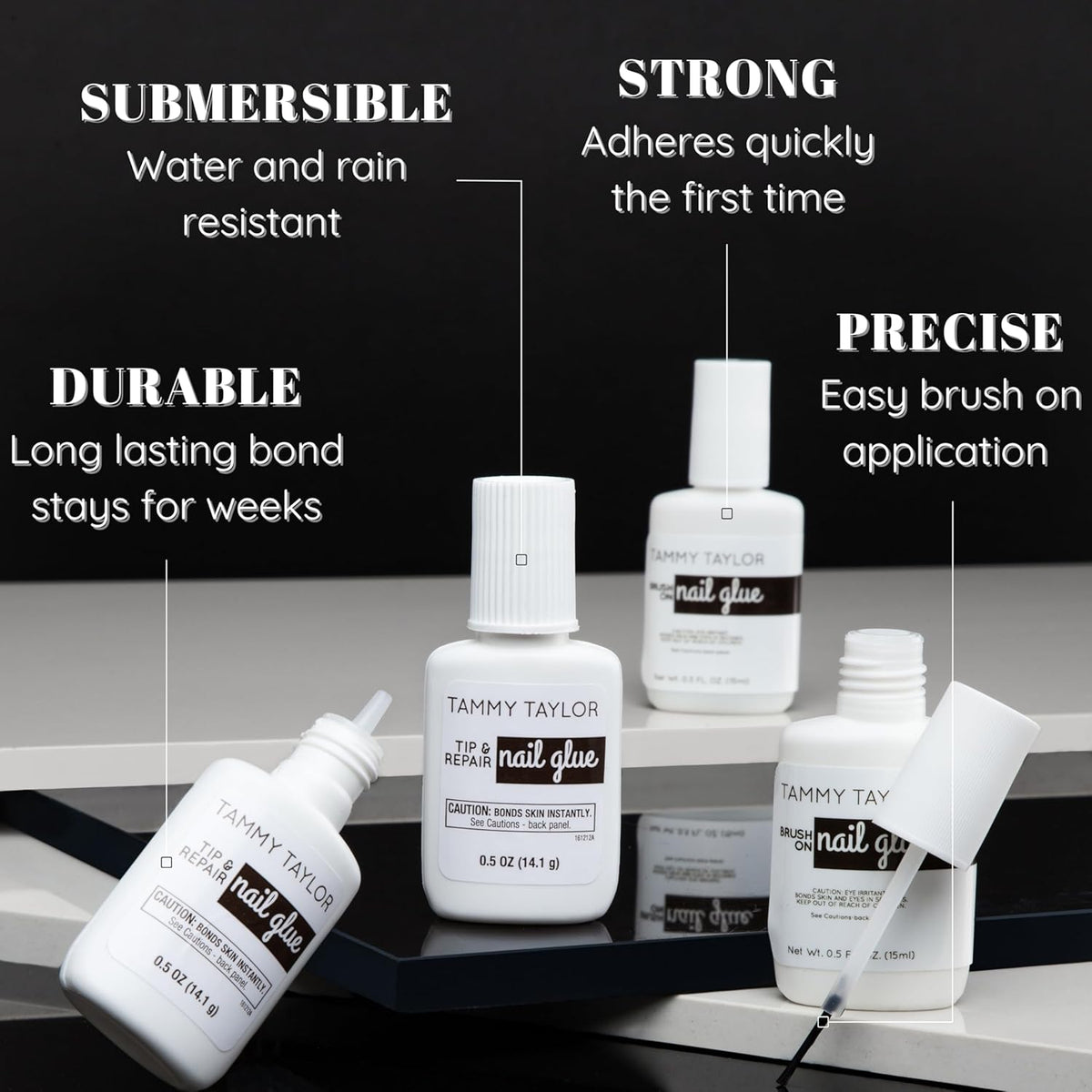 Tammy Taylor Tip and Nail Repair Glue | Dry Clear Gel Nail Glue for Press on Nails, Acrylic Nail