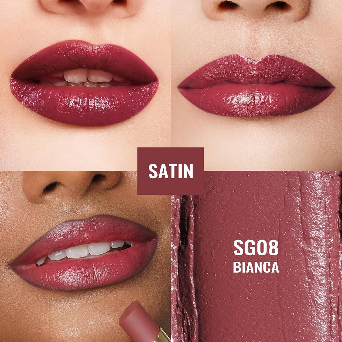 Oulac Plum Lipsticks for Women, Burgundy Matte Lipstick, Full Coverage Lip Color, Satin Matte