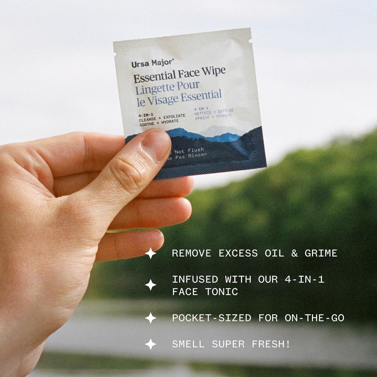 Ursa Major Essential Face Wipes | Natural, Biodegradable, Cruelty-Free | Cleanse, Exfoliate, Soothe