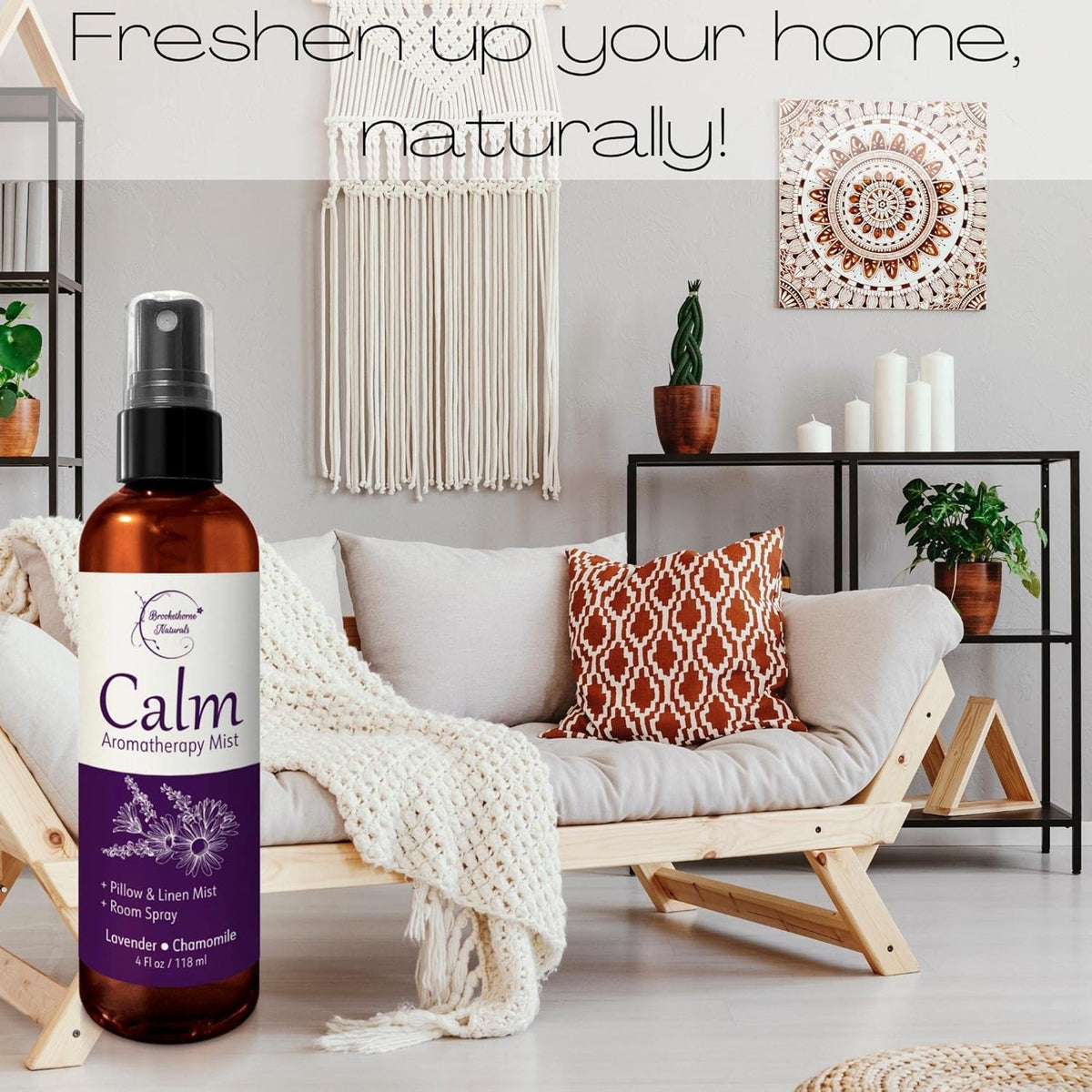 Calm Aromatherapy Mist with Lavender & Chamomile Essential Oil. Natural Sleep & Pillow Spray, Room