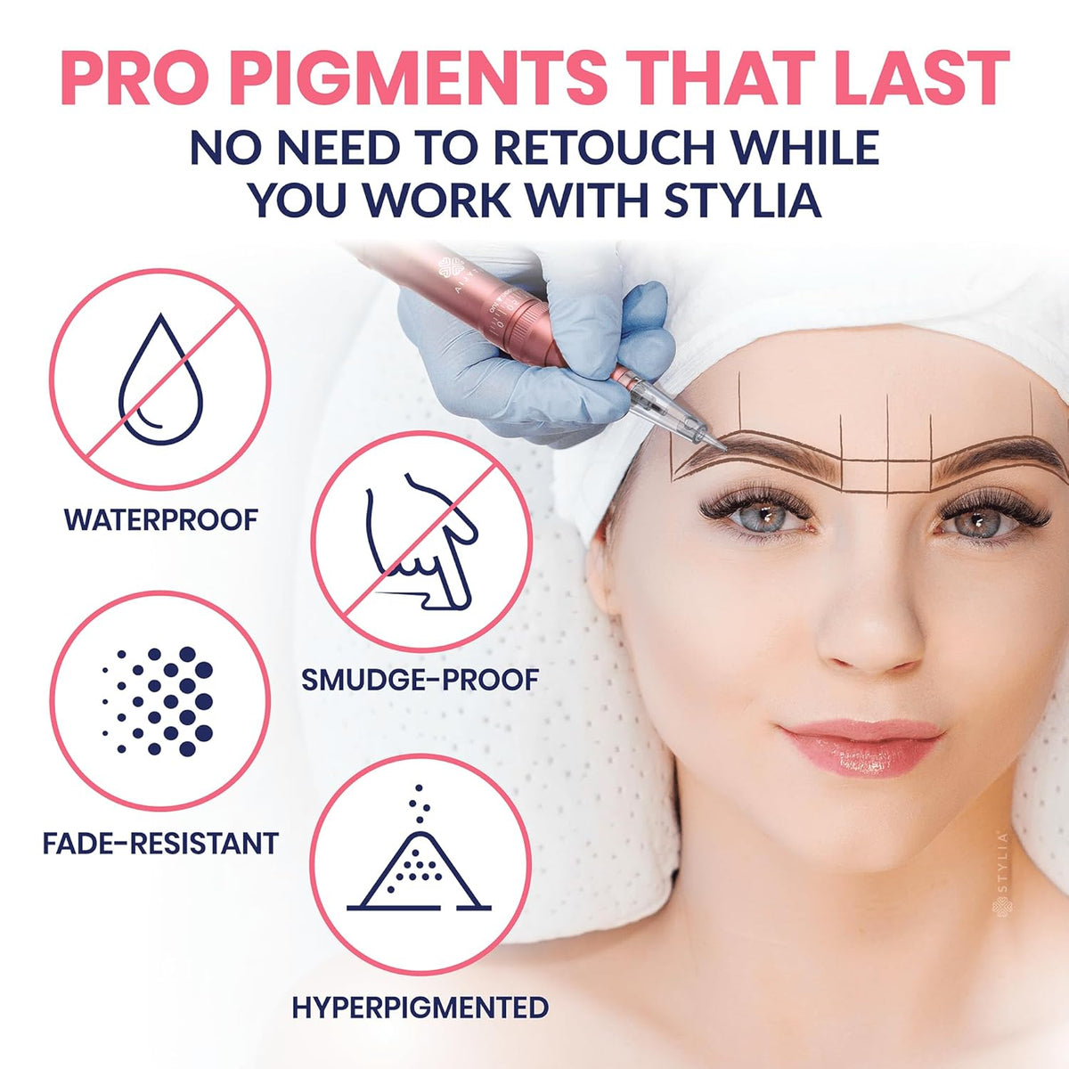 Stylia Waterproof Eyebrow Pencils For Women – Long-Lasting Microblading Supplies Brow Pencil