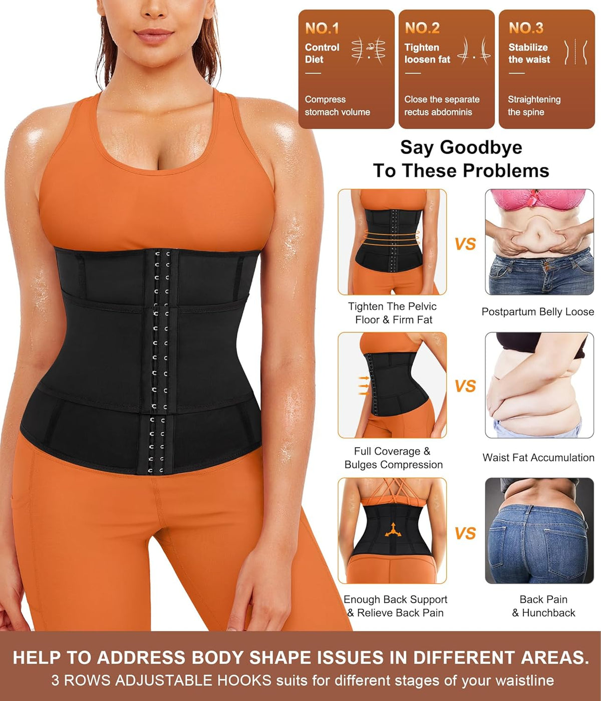 TrainingGirl Waist Trainer for Women Belly Working Out Trimmer Corset Sauna Sweat Belt Band Stomach