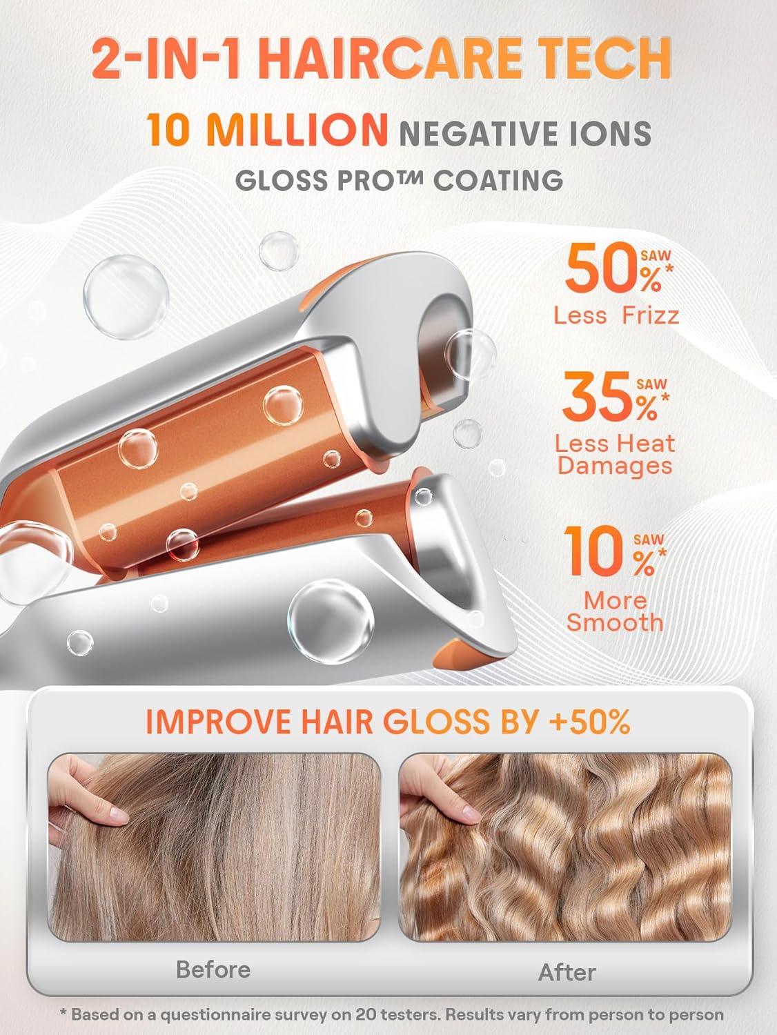 SHEGLAM Hair Beach Babe Hair Waver 2 Barrel Crimper 1 Inch with Smart Timer & Adjustable Temps Dual