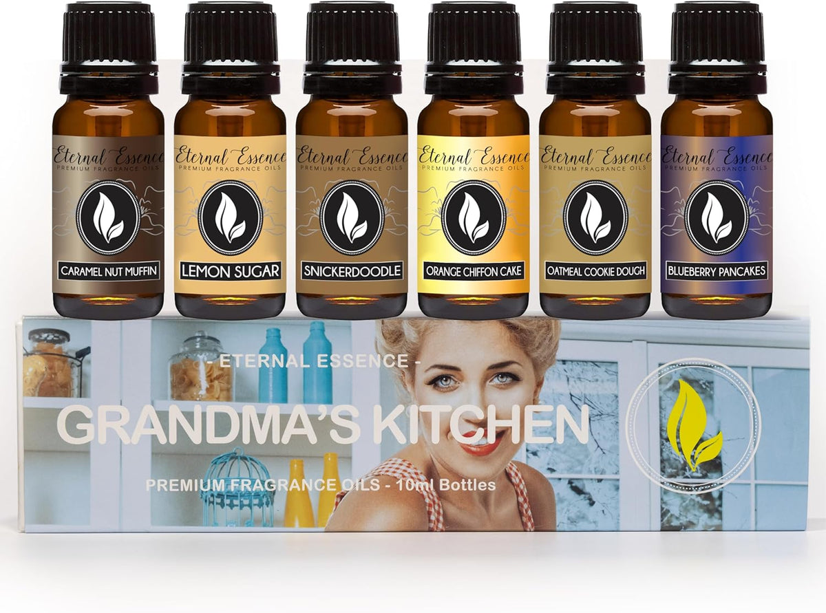Eternal Essence Oils Grandma's Kitchen Set of 6 Premium Fragrance Oils - Caramel Nut Muffin