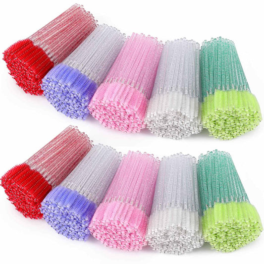1000 Disposable Mascara Wands Eyelash Brushes Spoolies for Eyebrow Eye Lash Extension Crystal