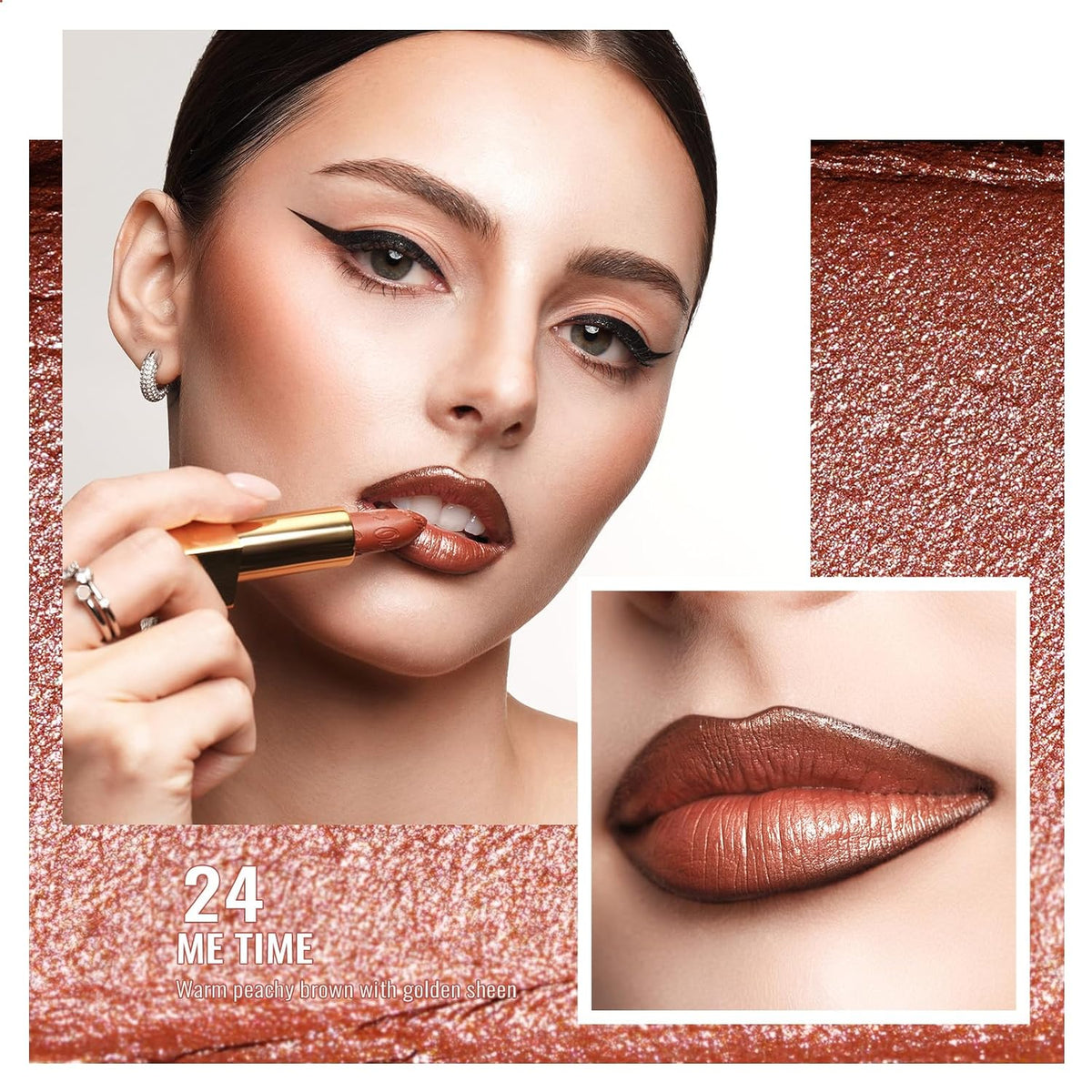 Oulac Glitter Lipstick for Women with Metallic 3D Shine Lightweight Hydrating Formula, High Impact