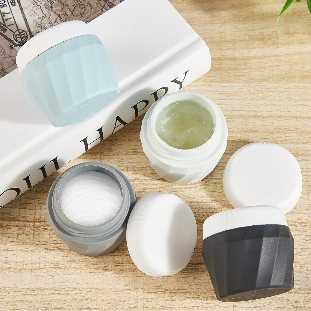 Travel Containers for Toiletries, Premium Cosmetic Silicone Cream Jars, TSA Approved Leak-Proof