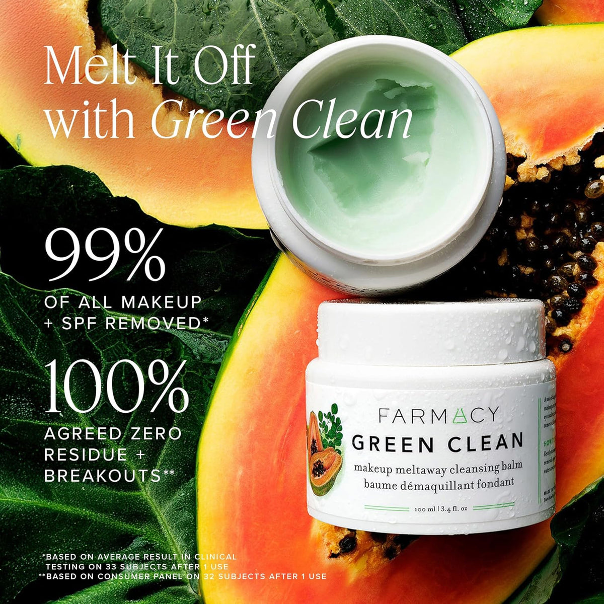 Farmacy Makeup Remover Cleansing Balm - Green Clean Waterproof Makeup Remover + Oil Based Cleanser