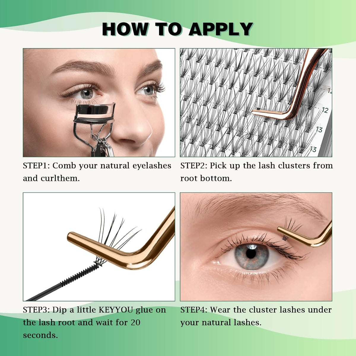 Lash Clusters 300Pcs Individual Lashes 10D 0.1D Curl 9-18MMIX Lash Extensions Clusters Lashes