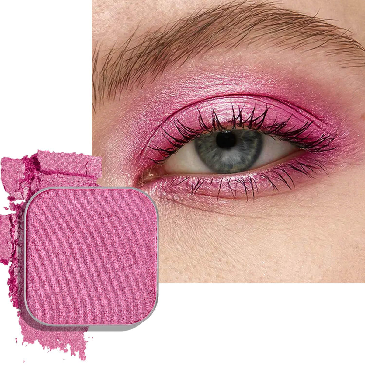 Single Pink Eyeshadow Matte Shimmer Highly Pigmented Blendable Longwear Powder in Magnetic Refill