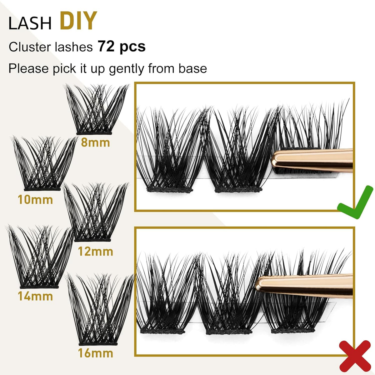 Lash Clusters B05 D Curl 8-16mm DIY Eyelash Extensions 72 Clusters Lashes B&Qaugen Fluffy