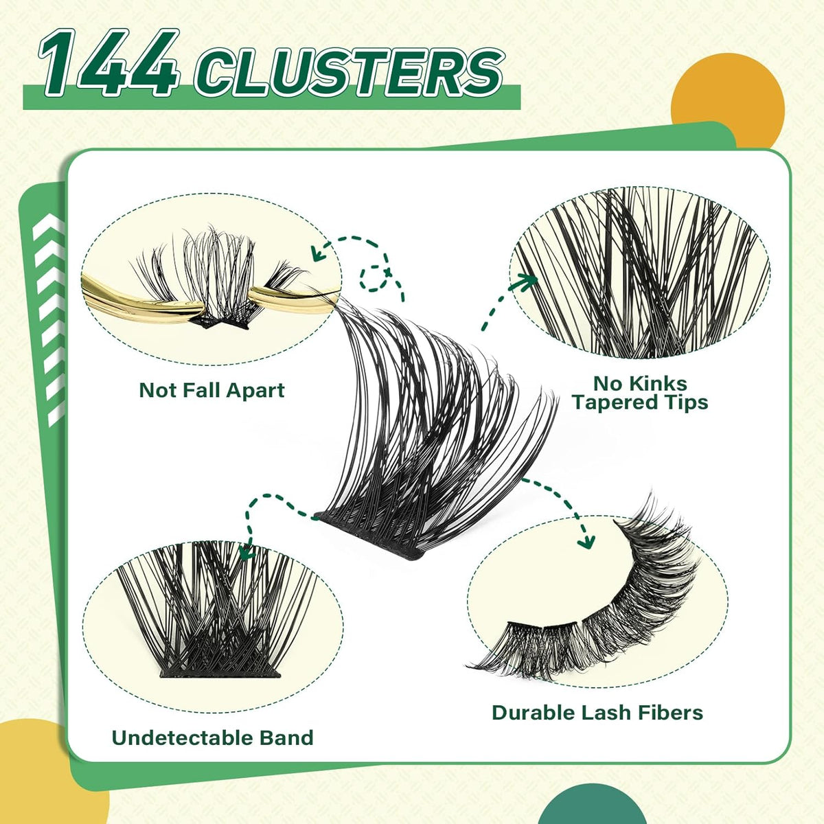 DIY Lash Extension Kit KEYYOU 144pcs Lash Clusters Eyelash Extension Kit with Mascara Brush Bond