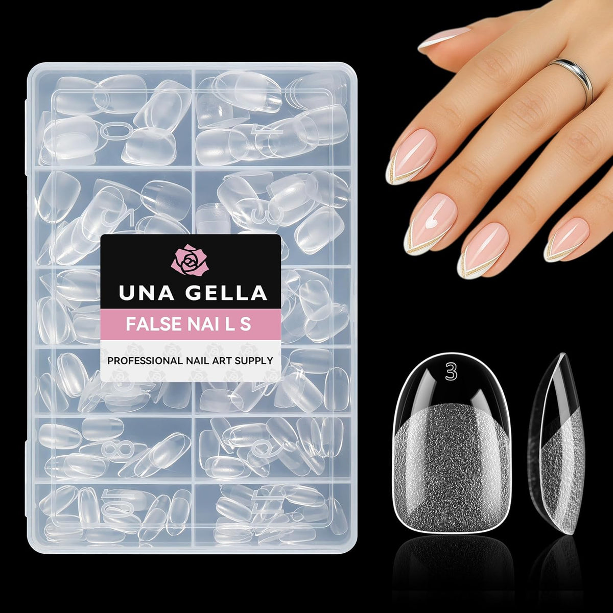 UNA GELLA Short Oval Round Nail Tips, Soft Gel Pre-shaped Half Matte Short Oval Gel Nail Tips Full