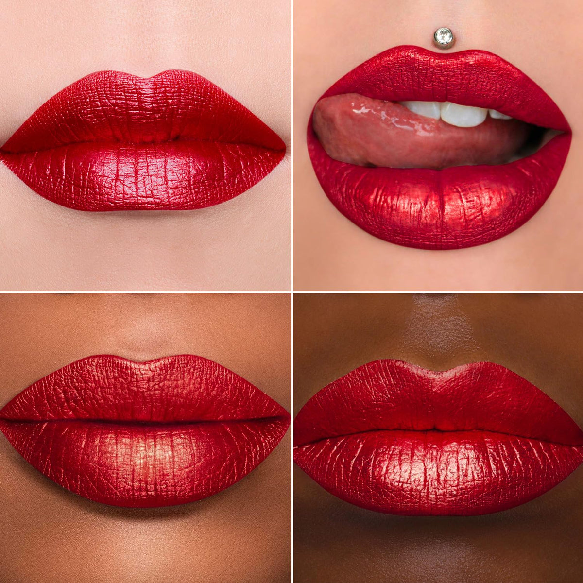 MAKI YIKA 3Pc Metallic Lipstick Long Lasting Pink Brown Red Glitter Lipsticks High Shine Lipstick