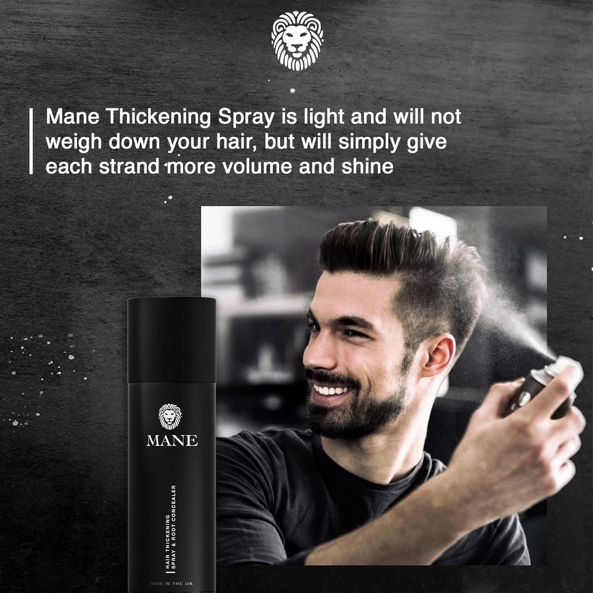 Mane Hair Thickening Spray & Root Touch Up, Instantly Thicker Hair for Men & Women, Fill in