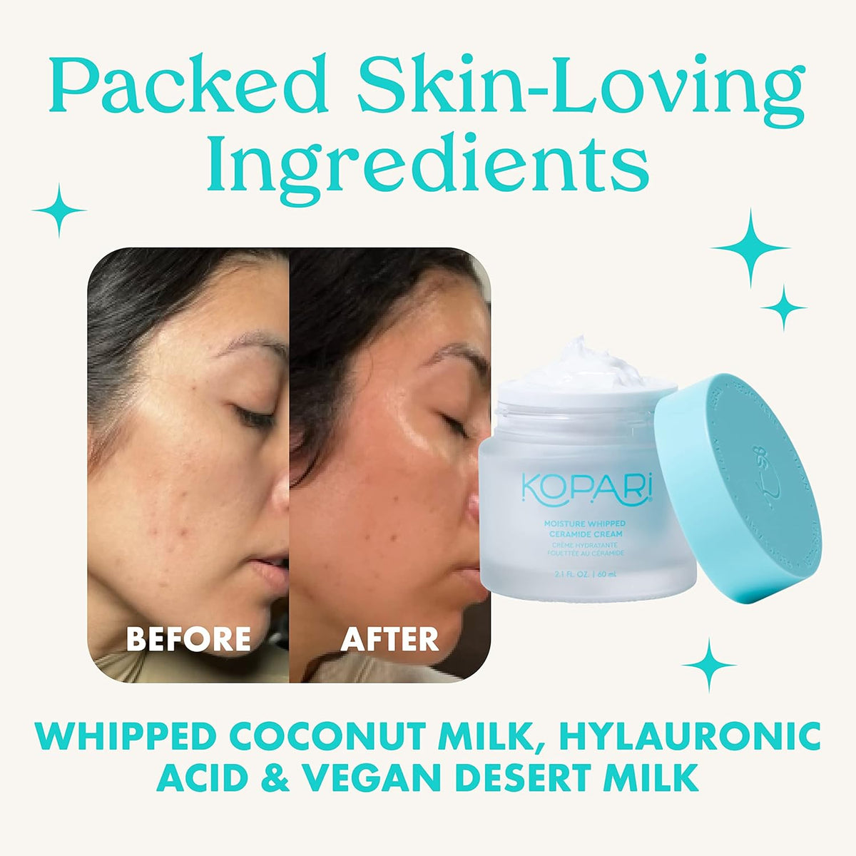 Kopari Moisture Whipped Ceramide Cream | Hydrate and Restore | Vegan Ceramides and